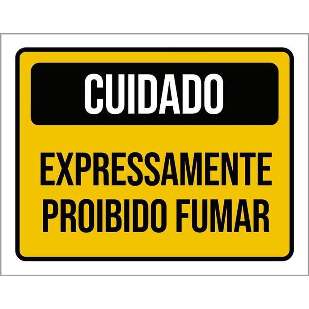 Kit 3 Placas Sinalização Cuidado Expressamente Não Fume
