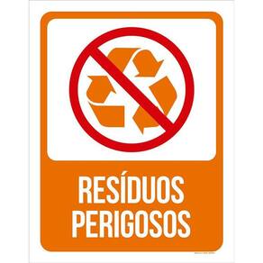 Placa Sinalização Advertência Lixo Resíduos Perigosos 36X46
