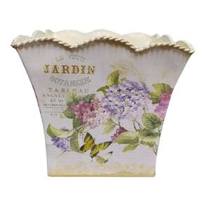 Cachepô Quadrado Vintage Lata Borda Trab.(17X16) TOP GARDEN