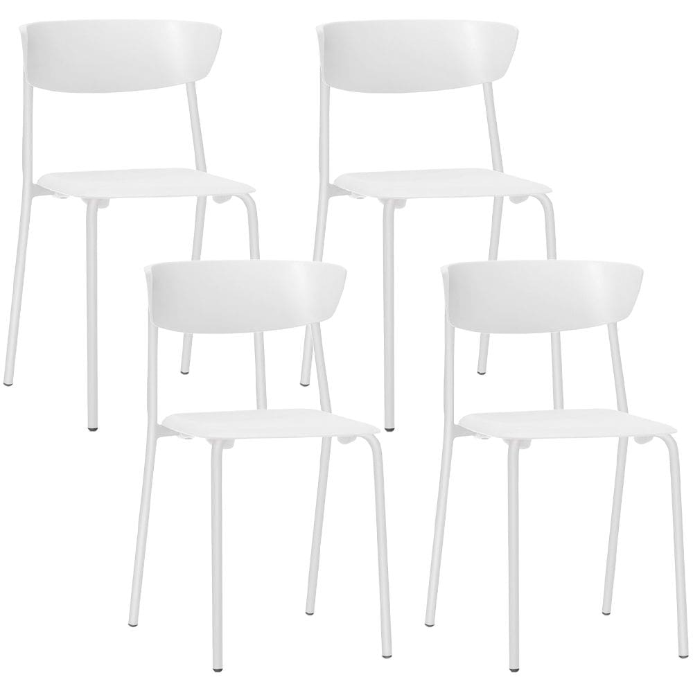 Kit 04 Cadeiras Empilhável Fixa F02 Base Aço Branco - Lyam Decor