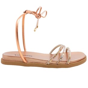 Sandália Feminina Casual Dia a Dia Flatform com Strass Fechamento em Amarração Via Marte 107-006