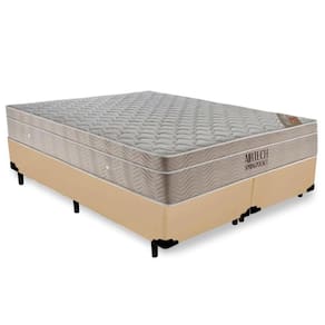 Cama Box Queen Bipartido Sintético + Colchão Ortobom Airtech Molas Ensacadas 65x158x198 Cor:bege
