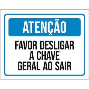 Kit 3 Placas Favor Desligar Chave Geral Ao Sair