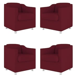 Kit 04 Poltronas Decorativas Sala De Espera Clinica Suede Cor:Marsala