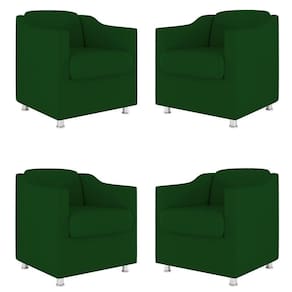 Kit 04 Poltronas Decorativas Sala De Espera Clinica Suede Cor:Verde