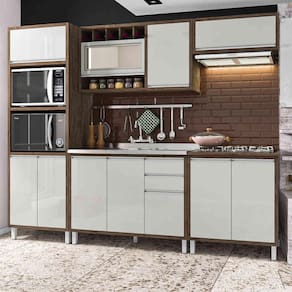 Cozinha Completa 11 Portas 2 Gavetas Indekes Stella ? Noce/Off White