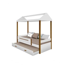 Cama Casa Sara Branco/Mel Com Cama Auxiliar
