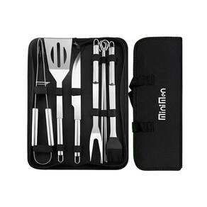 Kit Churrasco Profissional De Inox 9 Peças Faca + Acessórios