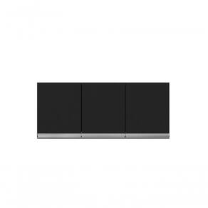 Armário Aéreo Para Cozinha Andréia 120 Cm Com 3 Portas Preto Fosco