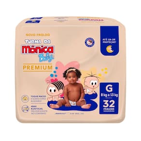 Fralda Infantil Turma da Mônica Baby Premium Tamanho G 32 Unidades