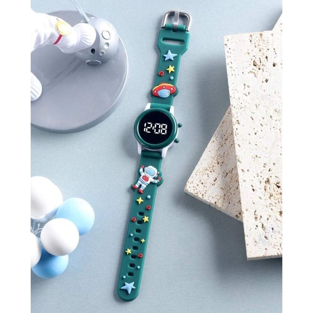 Relógio Infantil Digital Led Redondo pulseira silicone Desenho animado 3D flor urso eletrônico esporte Lançamento moda