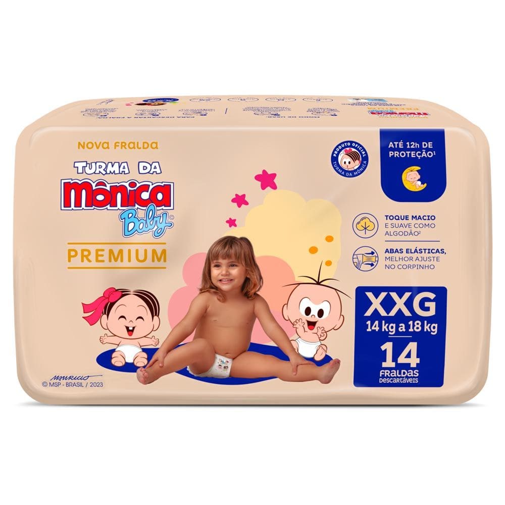 Fralda Turma da Mônica Baby Premium XXG 14 Fraldas Descartáveis