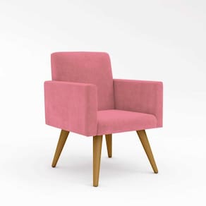 Poltrona Decorativa Para Quatro Ou Sala Cor Rosa - Balaqui Decor