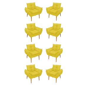 Kit 08 Poltronas Opala Decorativas Sala De Estar Suede Cor:amarelo