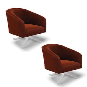 Kit 2 Poltronas Giratória Stella Bouclê Base Cromada - D`rossi Cor Terra