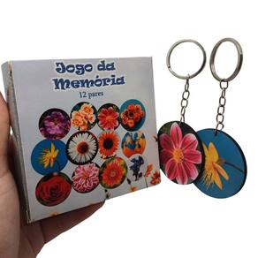 Jogo Da Memória Flores Floral Redondo Divertido + Chaveiro
