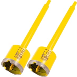 Kit 2 Serra Copo Diamantada 45Mm Com Haste Pino Profissional
