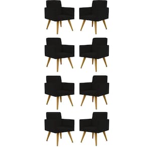 Kit 08 Cadeiras Poltrona Recepção - Balaqui Decor Preto