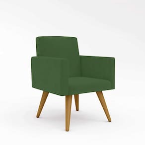 Poltrona Nina Escritório Recepção Pés Palito - Balaqui Decor Cor:verde