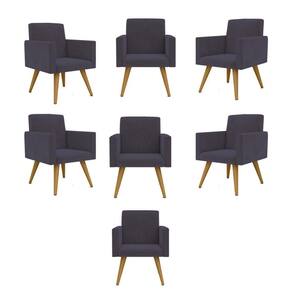 Kit 07 Poltronas Nina Decorativa Para Recepção Balaqui Decor Cor:cinza