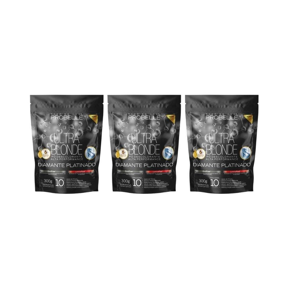 Po Descolorante Probelle 300G Diamante Platinado - Kit C/3Un