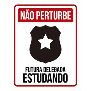 Placa Não Perturbe - Futura Delegada Estudando 36X46