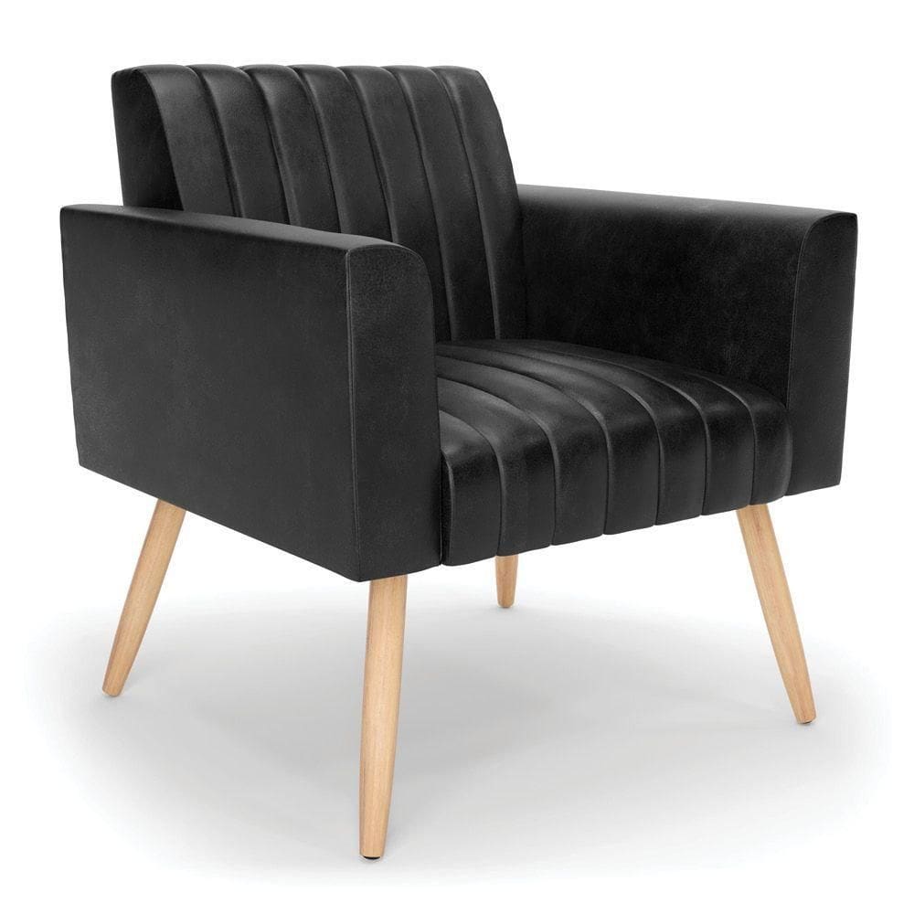 Poltrona Viena Gomada Corano Pés Palito Natural - D`rossi Cor Preto