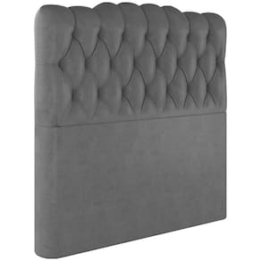 Cabeceira Solteiro 88 Cm Milan Veludo Cinza Soon Cinza