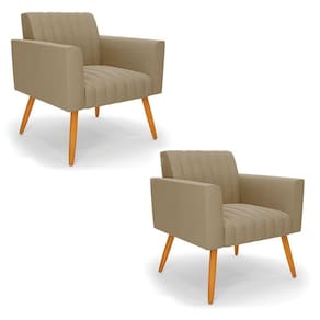 Kit 2 Poltronas Viena Gomada Suede Pés Palito Castanho - D`rossi Cor Marrom Rato