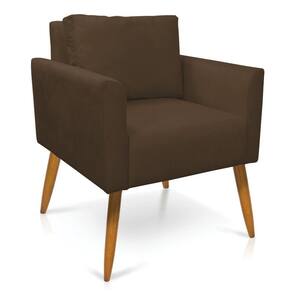 Poltrona Aline Suede Pés Palito Castanho - D`rossi Cor Marrom