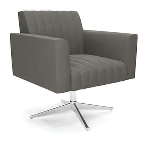 Poltrona Giratória Viena Gomada Suede Base Cromada - D`rossi Cor Grafite