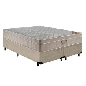Cama Box King Bipartido Suede + Colchão Ortobom Airtech Molas Ensacadas 65x193x203 Cor:bege