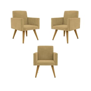 Kit 03 Poltronas Nina Decorativa Para Recepção Cor Capuccino Cor:capuccino