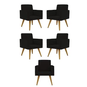 Kit 05 Cadeiras Poltronas Decorativa - Escritório - Recepção Cor:preto
