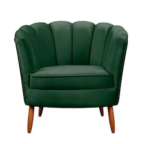 Poltrona Ariel Petala Decorativa Com Pés De Madeira Speciale Home Verde