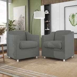 Kit 02 Poltronas Recepção Consultório Suede ? Balaqui Decor Cor:Cinza
