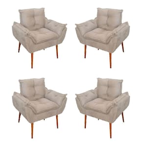 Kit 04 Cadeiras Poltronas De Luxo Opala Sala, Quarto Cor:bege
