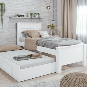 Cama Lopas Solteiro 0,90 Athenas Com Cama Auxiliar Branco