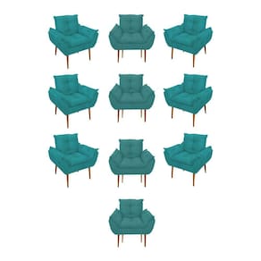 Kit 10 Poltronas Opala Sala Quarto Recepção Salão Suede Cor:azul Turquesa