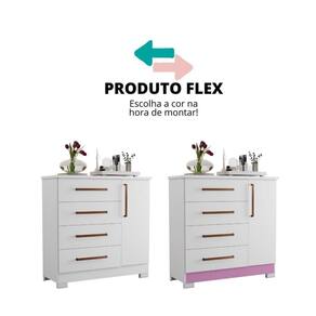 Cômoda 1 Porta E 4 Gavetas Nt5185 Branco/rosa Notável Móveis Branco/rosa