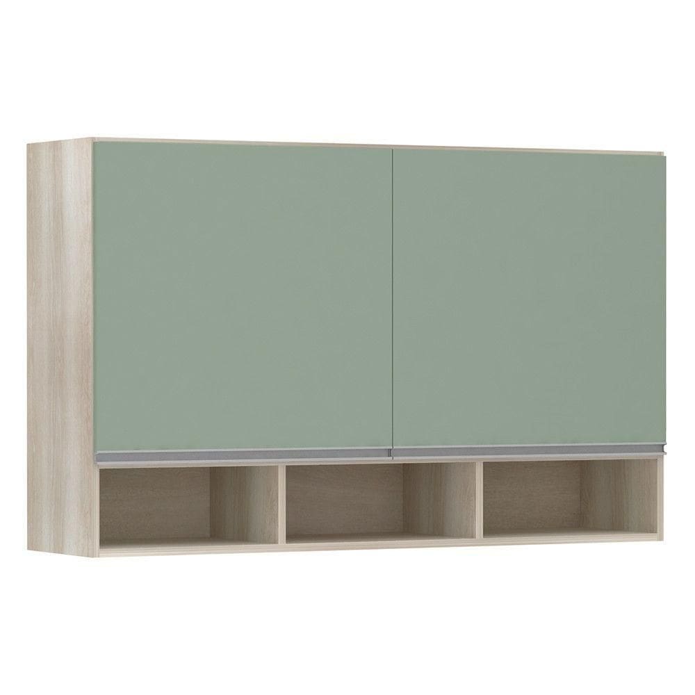 Armário 120cm 2 Portas C/Nicho Lis Legno Crema C/Verde