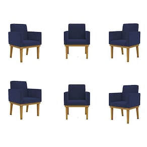 Kit 06 Poltronas Decorativa Reforçada Balaqui Decor Cor:azul-marinho