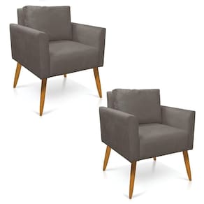 Kit 2 Poltronas Aline Suede Pés Palito Castanho - D`rossi Cor Grafite