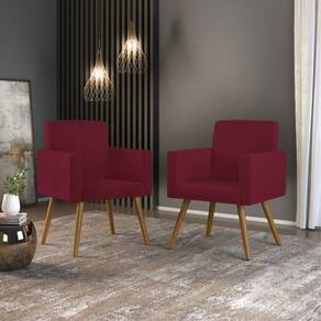 Kit 02 Cadeiras Poltronas Decorativas Sala Cor Marsala