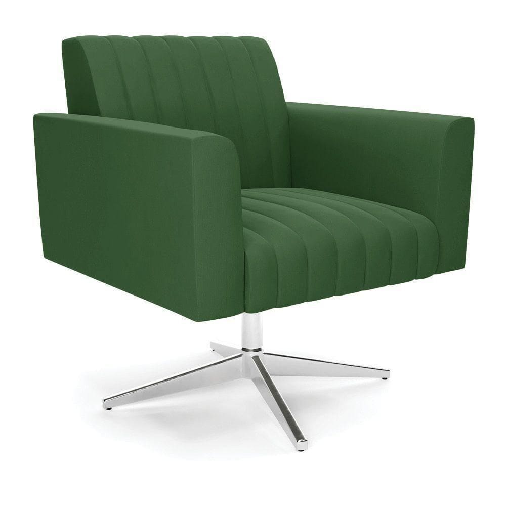 Poltrona Giratória Viena Gomada Suede Base Cromada - D`rossi Cor Verde