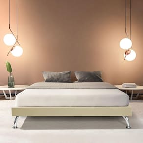 Estrutura Para Cama Base Japonesa 140cm Em Veludo Bege - Cor: Bege