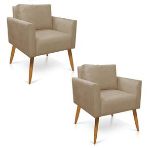 Kit 2 Poltronas Aline Suede Pés Palito Castanho - D`rossi Cor Marrom Rato