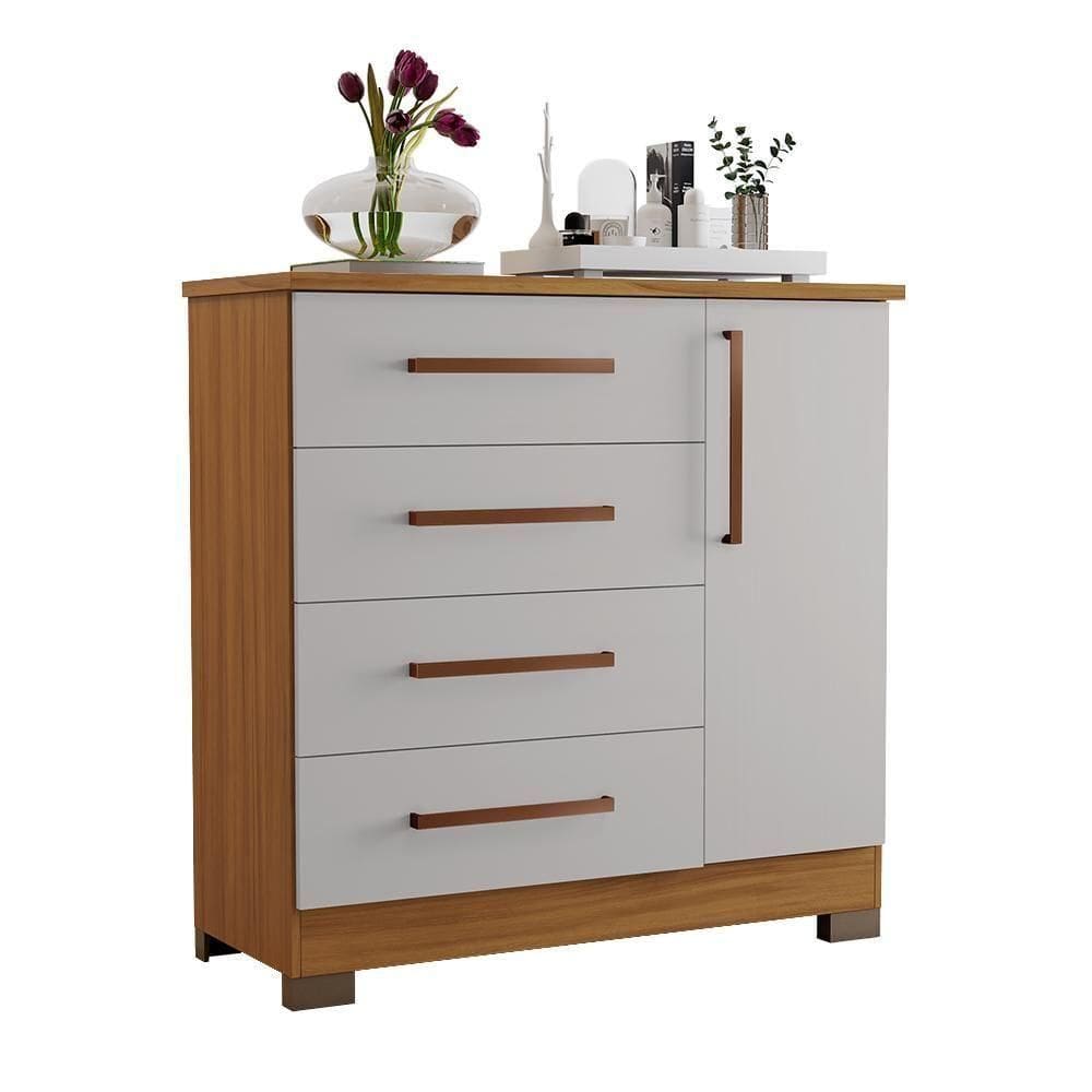 Cômoda 1 Porta E 4 Gavetas Nt5185 Notável Móveis - Freijó/off White Freijó/off White