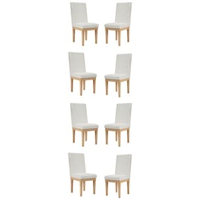 Kit 8 Cadeiras Estofadas Reforçada Para Sala De Jantar Linho Cor:linho Bege