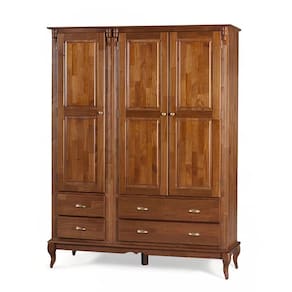 Roupeiro 3 Portas E 4 Gavetas Hannover M560825 Cor Imbuia - Verniz
